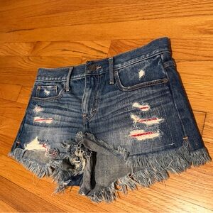 Abercrombie Distressed Denim Women Shorts with Red detail